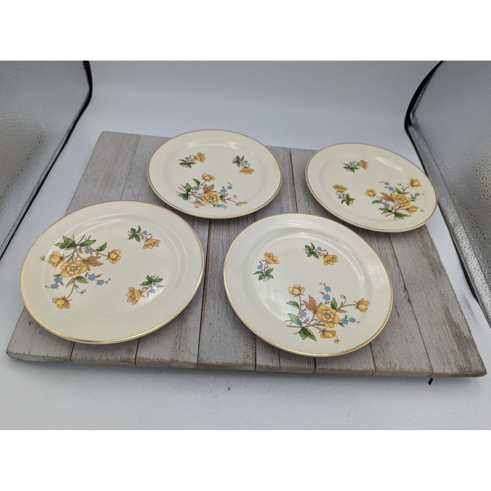 Vintage Set 4 Taylor Smith Taylor Bread Plates 6 1/4" Yellow Buttercups TST237